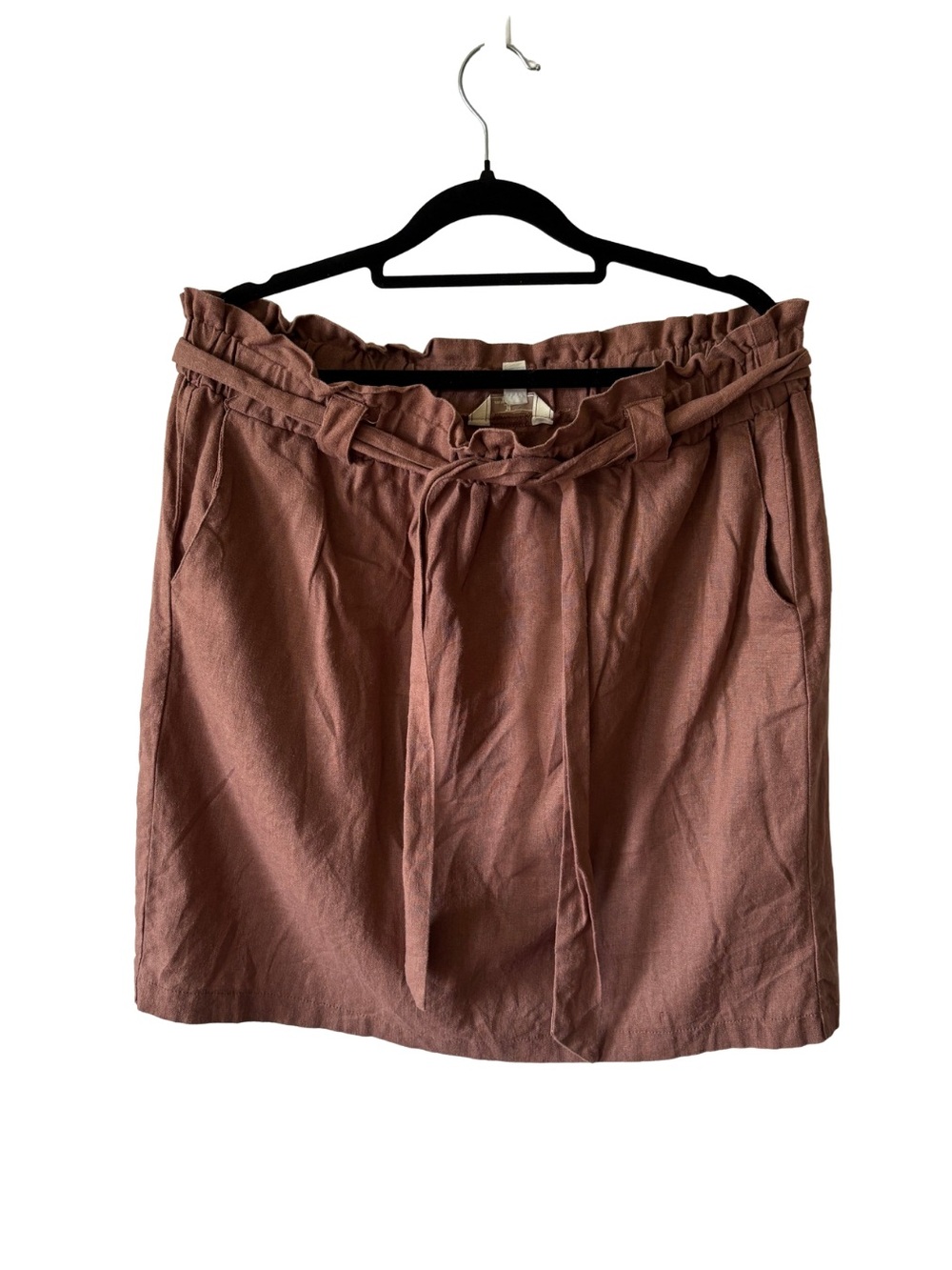 Jules & Leopold Linen Blend Paperbag Waist Mini Skirt